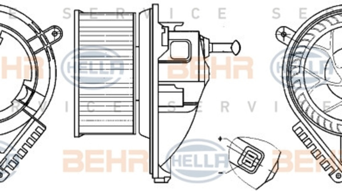 Ventilator, habitaclu (8EW351304021 HELLA) DODGE,MERCEDES-BENZ,VW