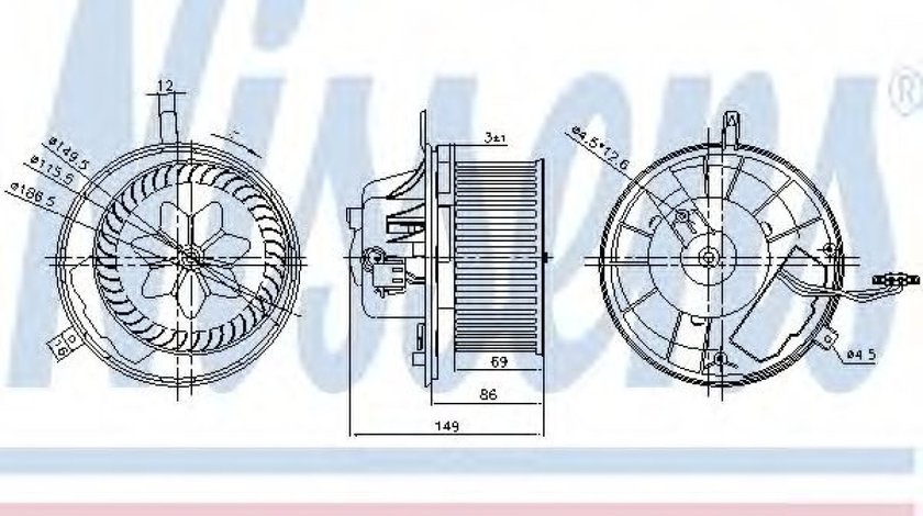 Ventilator, habitaclu AUDI A3 Cabriolet (8P7) (2008 - 2013) NISSENS 87032 piesa NOUA