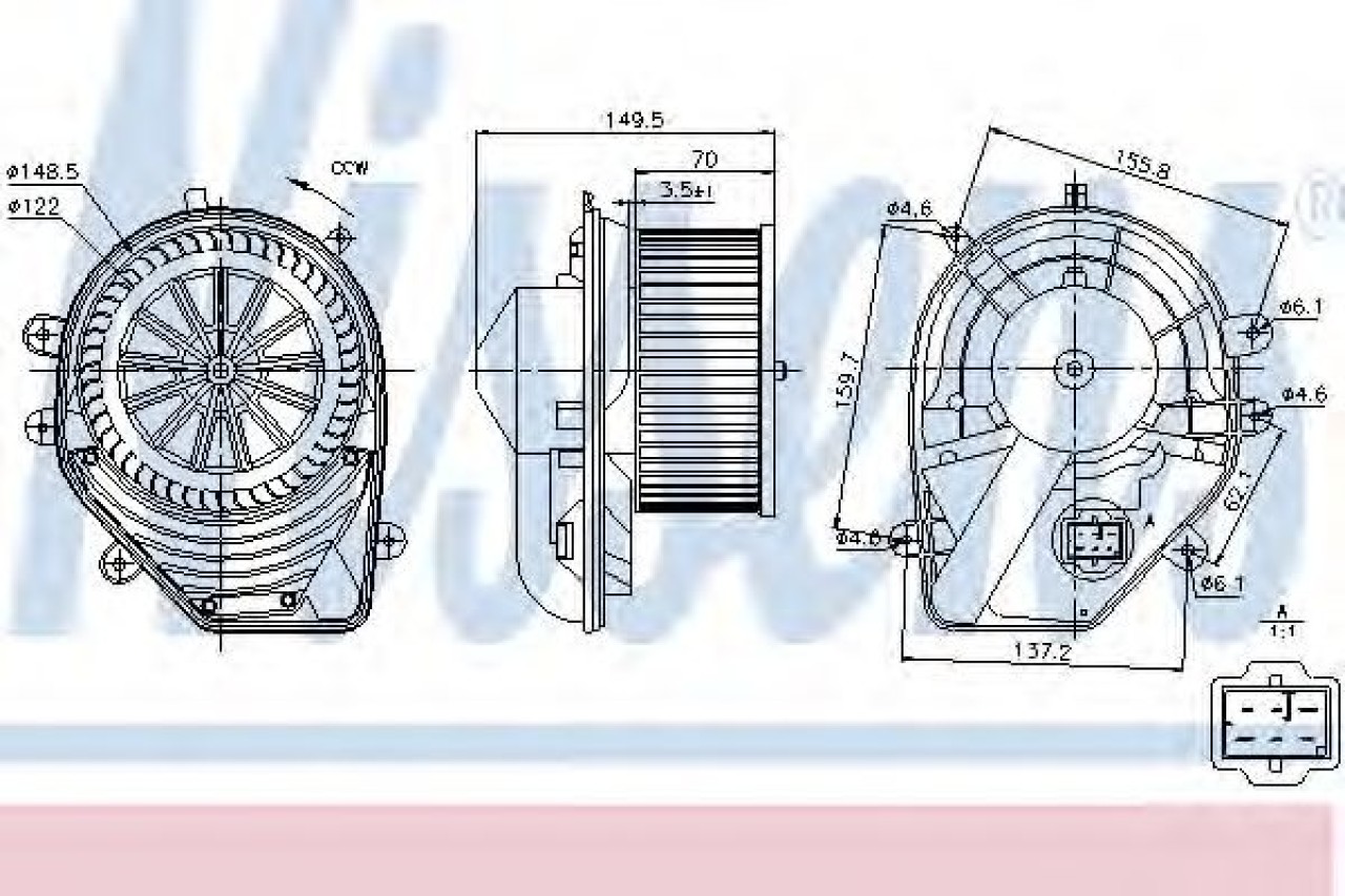Ventilator, habitaclu AUDI A4 (8D2, B5) (1994 - 2001) NISSENS 87060 piesa NOUA