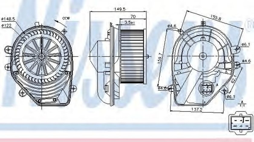 Ventilator, habitaclu AUDI A4 (8D2, B5) (1994 - 2001) NISSENS 87060 piesa NOUA