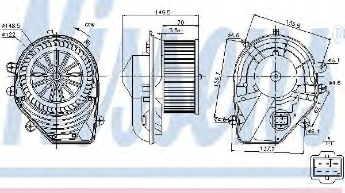 Ventilator, habitaclu AUDI A4 Avant (8D5, B5) (1994 - 2001) NISSENS 87060 piesa NOUA
