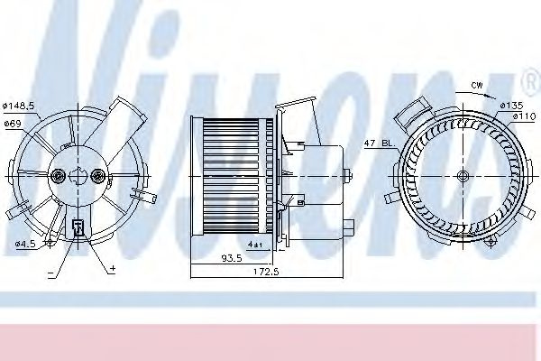 Ventilator, habitaclu FIAT PANDA (169) (2003 - 2016) NISSENS 87405 piesa NOUA