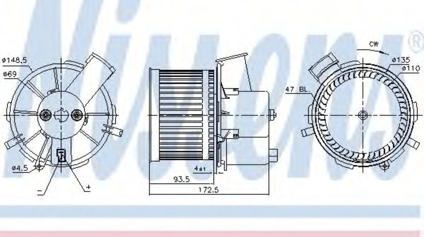 Ventilator, habitaclu FIAT PANDA (169) (2003 - 2016) NISSENS 87405 piesa NOUA