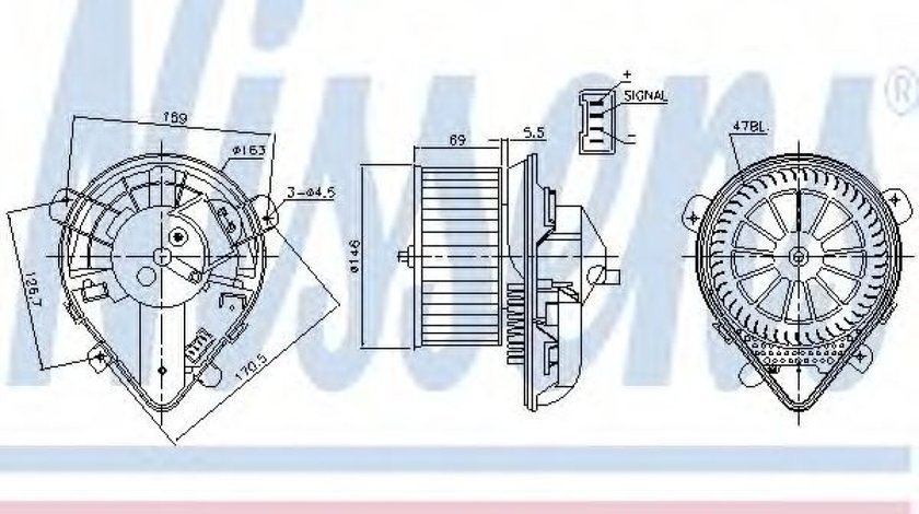 Ventilator, habitaclu FIAT SCUDO combinato (220P) (1996 - 2006) NISSENS 87179 piesa NOUA