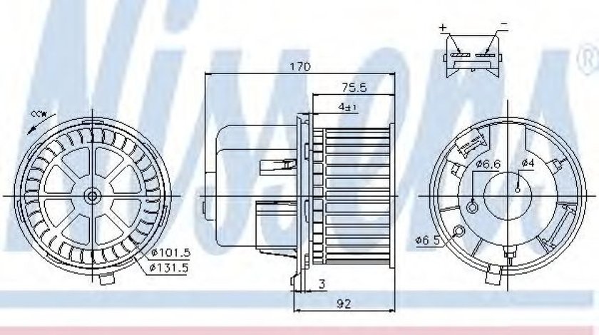 Ventilator, habitaclu FORD TRANSIT bus (FD, FB, FS, FZ, FC) (2000 - 2006) NISSENS 87061 piesa NOUA