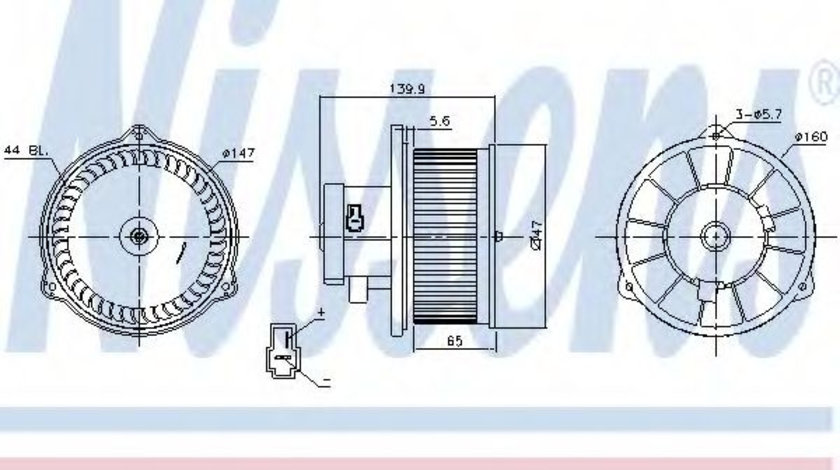 Ventilator, habitaclu MAZDA B-SERIE (UN) (1998 - 2006) NISSENS 87160 piesa NOUA