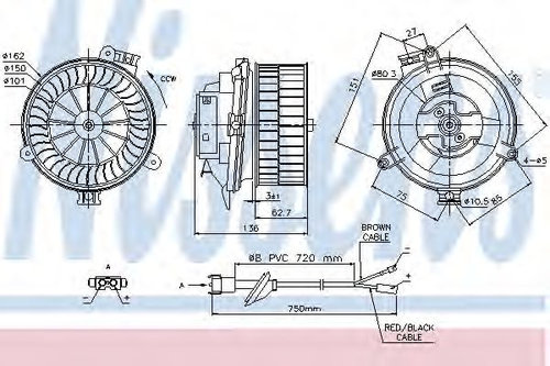 Ventilator, habitaclu MERCEDES E-CLASS Cabriolet (A124) (1993 - 1998) NISSENS 87153 piesa NOUA