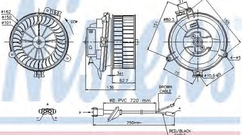 Ventilator, habitaclu MERCEDES E-CLASS Cabriolet (A124) (1993 - 1998) NISSENS 87153 piesa NOUA