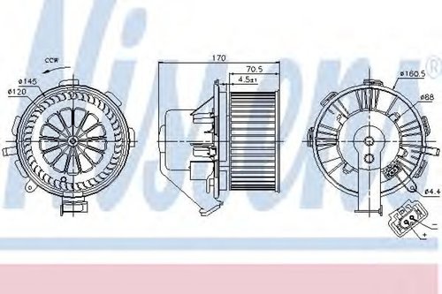 Ventilator, habitaclu MERCEDES SPRINTER 3-t platou / sasiu (906) (2006 - 2016) NISSENS 87106 piesa N...