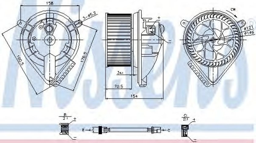 Ventilator, habitaclu MERCEDES VITO bus (638) (1996 - 2003) NISSENS 87052 piesa NOUA