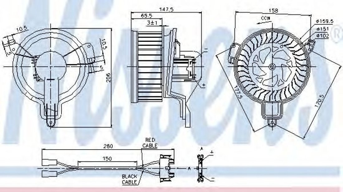 Ventilator, habitaclu PEUGEOT PARTNER caroserie (5) (1996 - 2012) NISSENS 87048 piesa NOUA