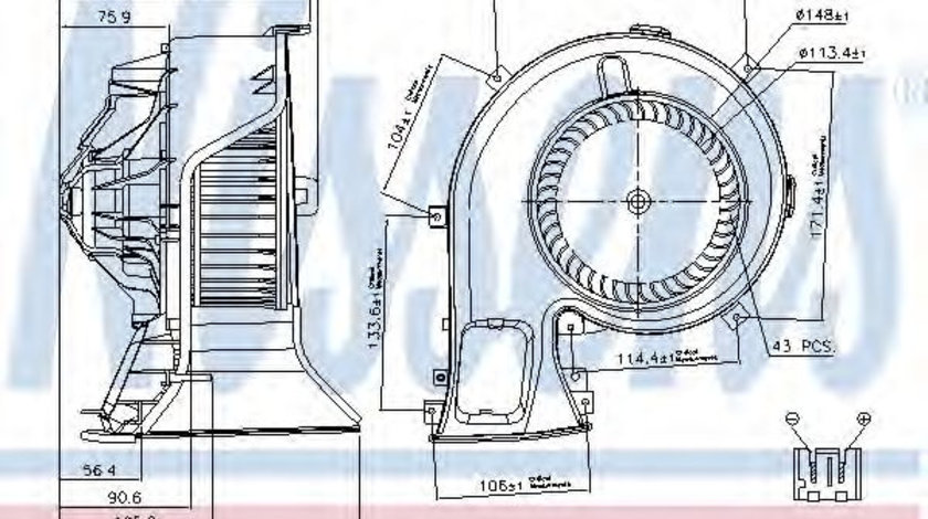 Ventilator, habitaclu SAAB 9-3 (YS3F) (2002 - 2016) NISSENS 87067 piesa NOUA