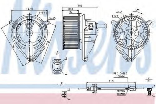 Ventilator, habitaclu VW LT II bus (2DB, 2DE, 2DK) (1996 - 2006) NISSENS 87039 piesa NOUA