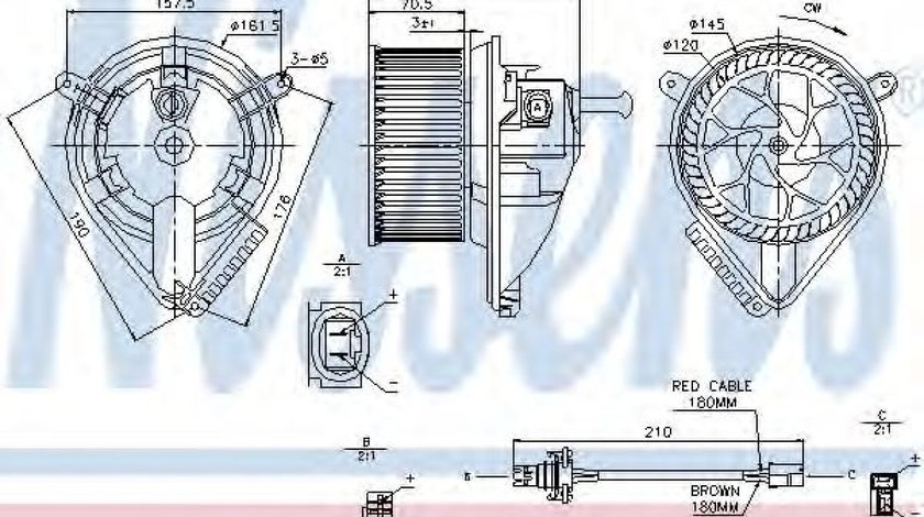 Ventilator, habitaclu VW LT II platou / sasiu (2DC, 2DF, 2DG, 2DL, 2DM) (1996 - 2006) NISSENS 87039 piesa NOUA