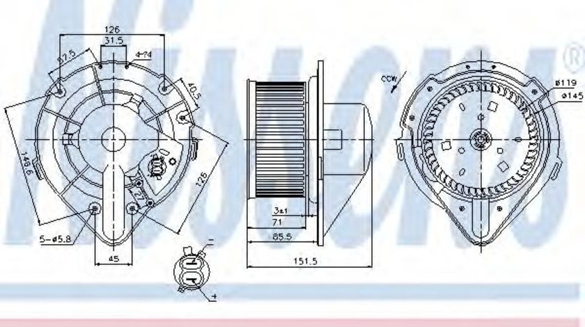 Ventilator, habitaclu VW PASSAT Variant (3A5, 35I) (1988 - 1997) NISSENS 87066 piesa NOUA
