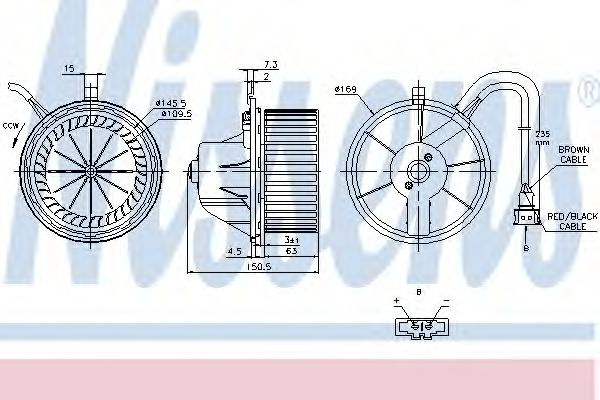 Ventilator, habitaclu VW TRANSPORTER IV bus (70XB, 70XC, 7DB, 7DW, 7DK) (1990 - 2003) NISSENS 87155 piesa NOUA