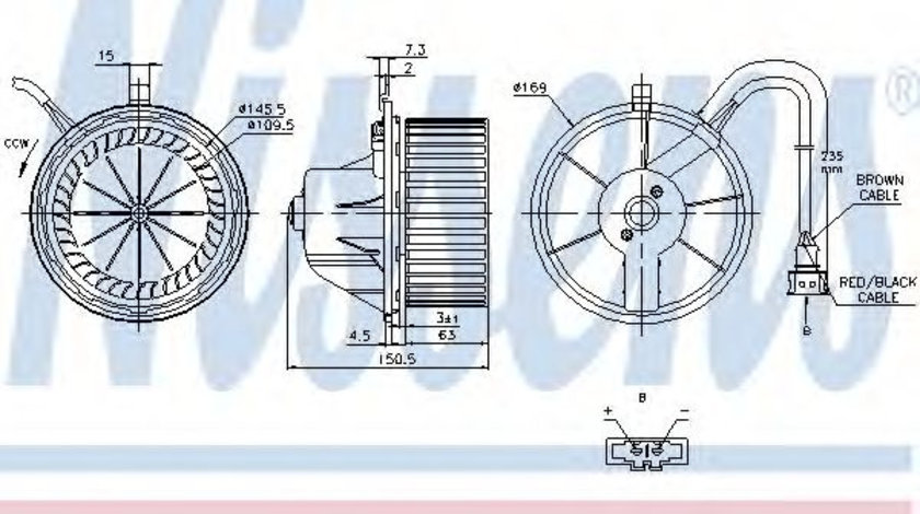 Ventilator, habitaclu VW TRANSPORTER IV caroserie (70XA) (1990 - 2003) NISSENS 87155 piesa NOUA