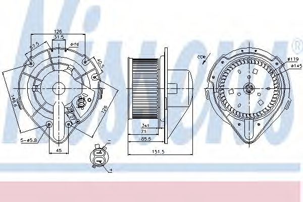 Ventilator, habitaclu VW TRANSPORTER IV platou / sasiu (70XD) (1990 - 2003) NISSENS 87066 piesa NOUA
