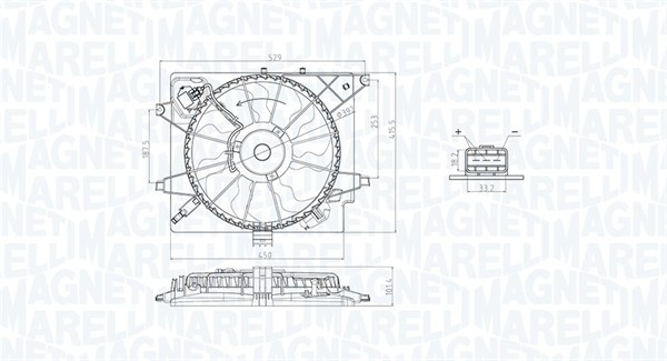 Ventilator, radiator (069422789010 MAGNETI MARELLI) HYUNDAI,KIA