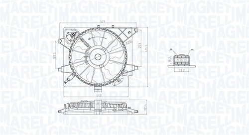 Ventilator, radiator (069422789010 MAGNETI MARELLI) HYUNDAI,KIA