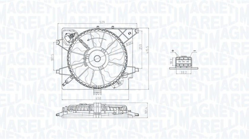 Ventilator, radiator (069422789010 MAGNETI MARELLI) HYUNDAI,KIA