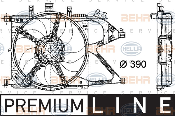Ventilator, radiator (8EW009157441 HELLA) HOLDEN,OPEL,VAUXHALL
