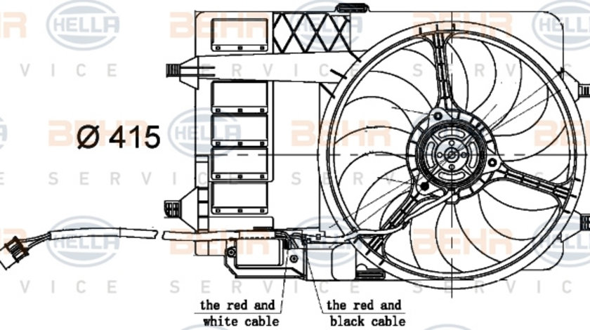 Ventilator, radiator (8EW351000304 HELLA) MINI