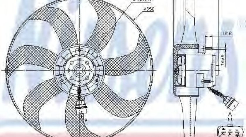 Ventilator, radiator AUDI A3 (8L1) (1996 - 2003) NISSENS 85725 piesa NOUA