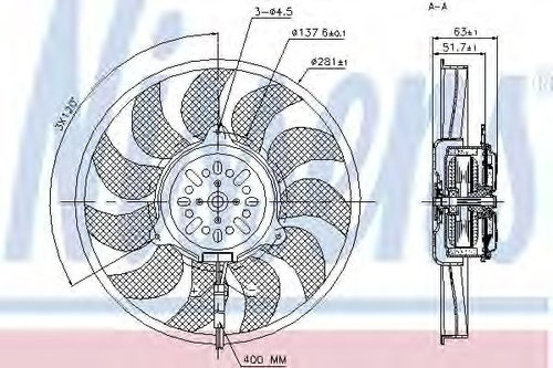 Ventilator, radiator AUDI A4 (8EC, B7) (2004 - 2008) NISSENS 85731 piesa NOUA