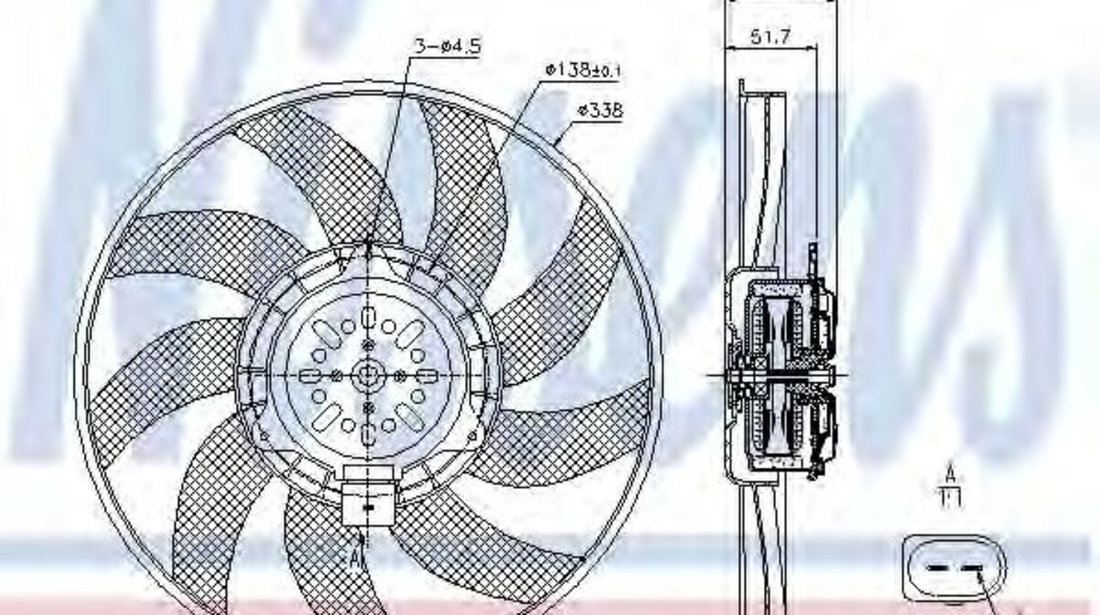 Ventilator, radiator AUDI A4 (8K2, B8) (2007 - 2015) NISSENS 85727 piesa NOUA