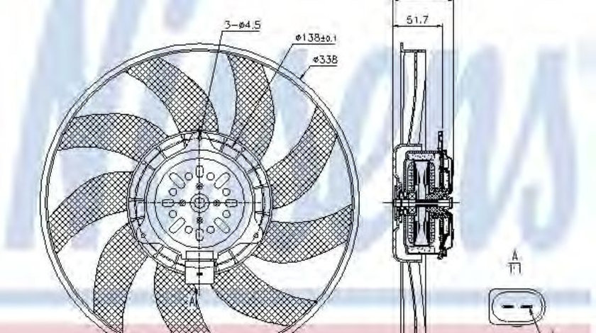 Ventilator, radiator AUDI A4 Avant (8K5, B8) (2007 - 2015) NISSENS 85727 piesa NOUA