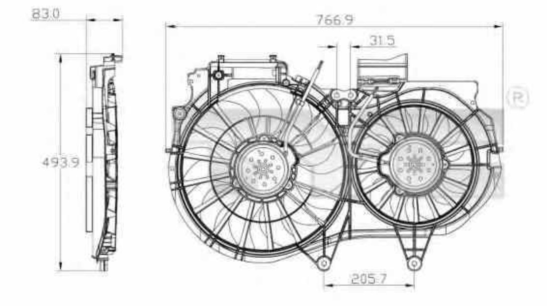 Ventilator radiator AUDI A4 Cabriolet 8H7 B6 8HE B7 TYC 802-0053