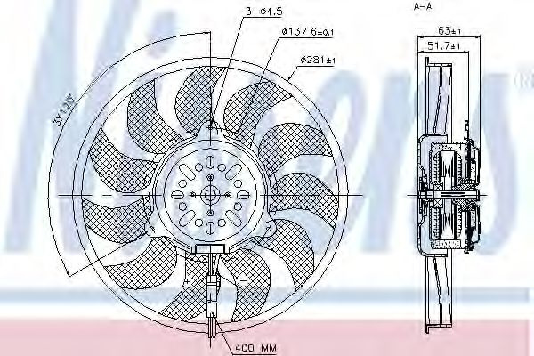 Ventilator, radiator AUDI A6 (4B2, C5) (1997 - 2005) NISSENS 85731 piesa NOUA