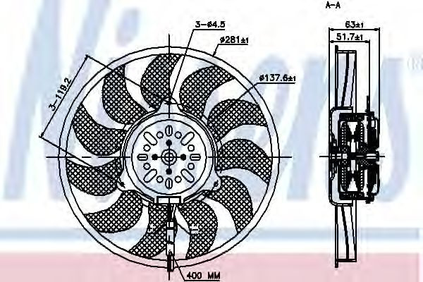 Ventilator, radiator AUDI A6 (4F2, C6) (2004 - 2011) NISSENS 85692 piesa NOUA