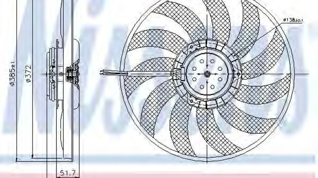 Ventilator, radiator AUDI A6 Allroad (4FH, C6) (2006 - 2011) NISSENS 85638 piesa NOUA
