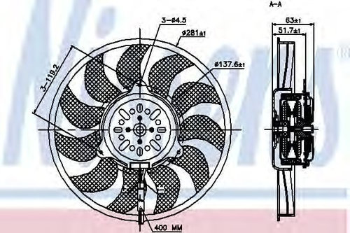 Ventilator, radiator AUDI A6 Avant (4F5, C6) (2005 - 2011) NISSENS 85692 piesa NOUA