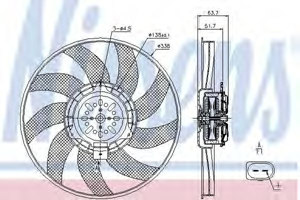 Ventilator, radiator AUDI Q5 (8R) (2008 - 2016) NISSENS 85727 piesa NOUA