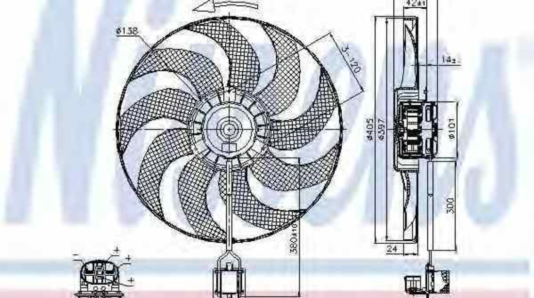Ventilator radiator CHEVROLET CRUZE J300 NISSENS 85748