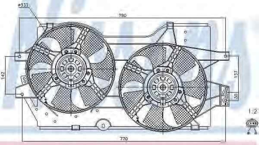 Ventilator, radiator CHRYSLER VOYAGER III (GS) NISSENS 85288