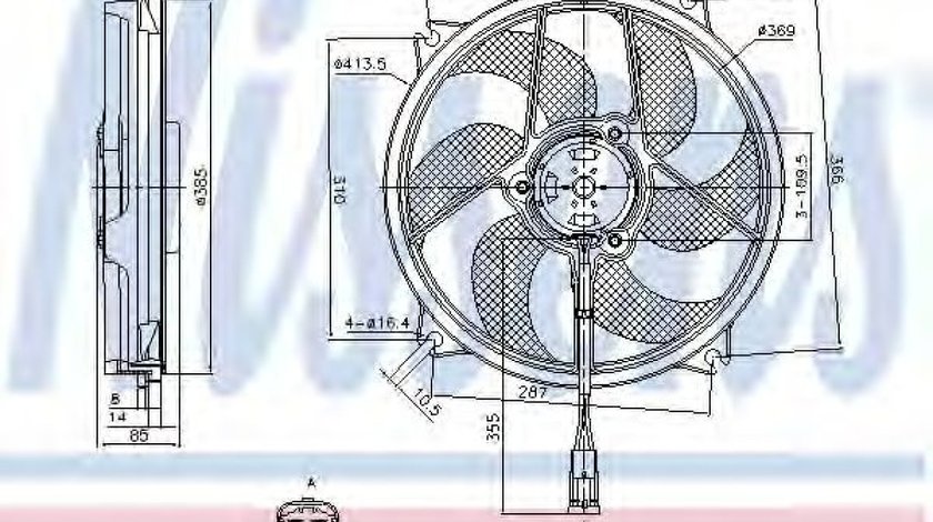 Ventilator, radiator CITROEN C4 Grand Picasso I (UA) (2006 - 2016) NISSENS 85561 piesa NOUA