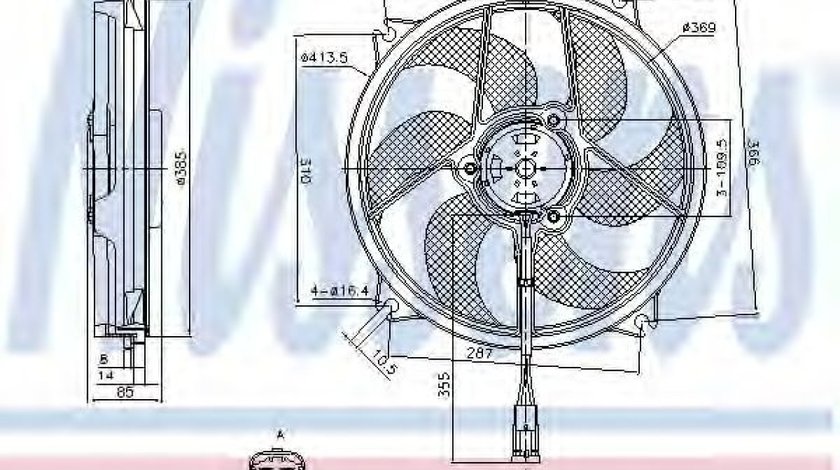 Ventilator, radiator CITROEN C4 Picasso I (UD) (2007 - 2013) NISSENS 85561 piesa NOUA