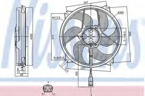 Ventilator, radiator CITROEN DS4 (2011 - 2015) NISSENS 85561 piesa NOUA
