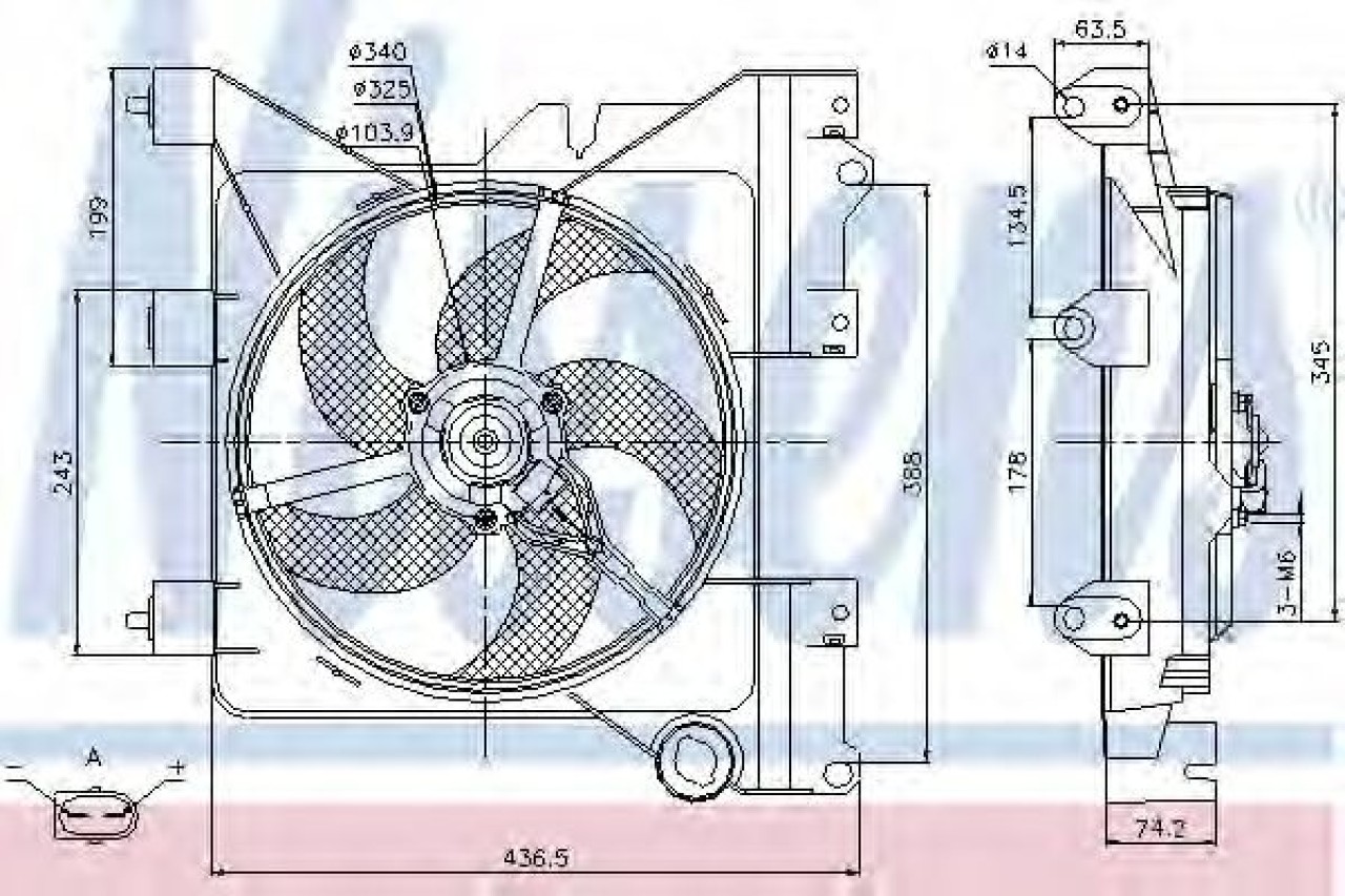 Ventilator, radiator CITROEN XSARA (N1) (1997 - 2005) NISSENS 85316 piesa NOUA