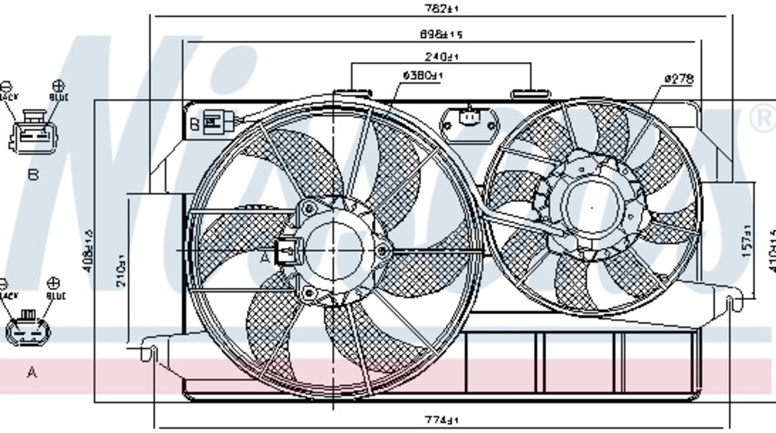 Ventilator radiator (cu carcasa) FORD TOURNEO CONNECT, TRANSIT CONNECT 1.8D intre 2002-2013 cod intern: CI6019CF