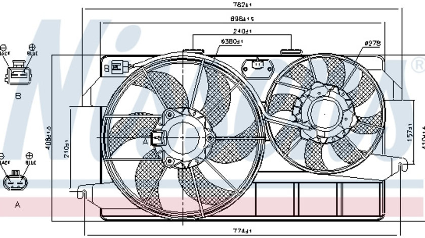 Ventilator radiator (cu carcasa) FORD TOURNEO CONNECT, TRANSIT CONNECT 1.8D intre 2002-2013