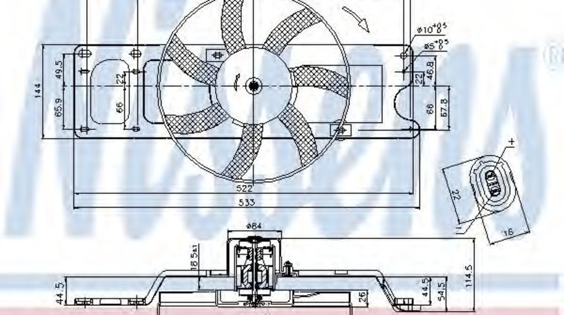 Ventilator, radiator DACIA LOGAN (LS) (2004 - 2016) NISSENS 85712 piesa NOUA