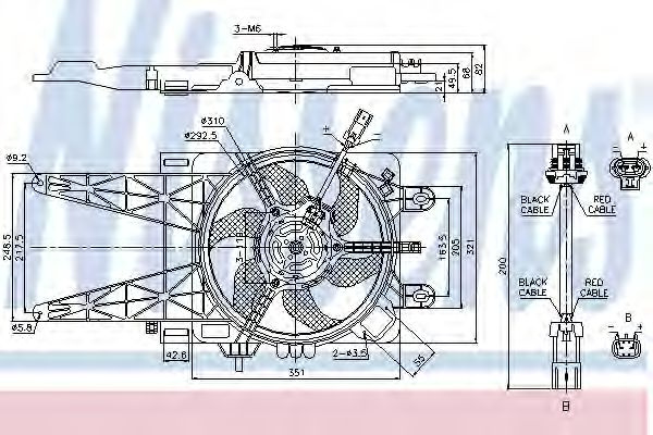 Ventilator, radiator FIAT PUNTO (188) (1999 - 2016) NISSENS 85051 piesa NOUA