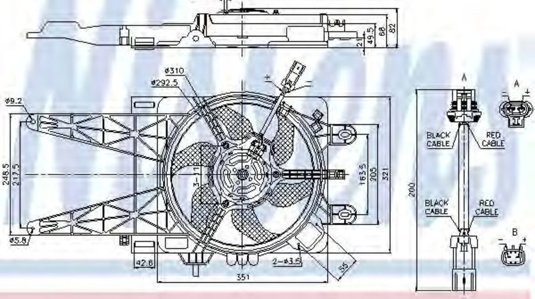 Ventilator, radiator FIAT PUNTO Van (188AX) (2000 - 2009) NISSENS 85051 piesa NOUA