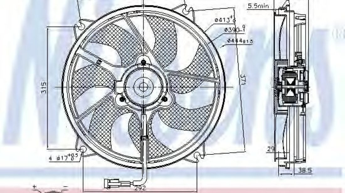 Ventilator, radiator FIAT SCUDO (272, 270) (2007 - 2016) NISSENS 85606 piesa NOUA