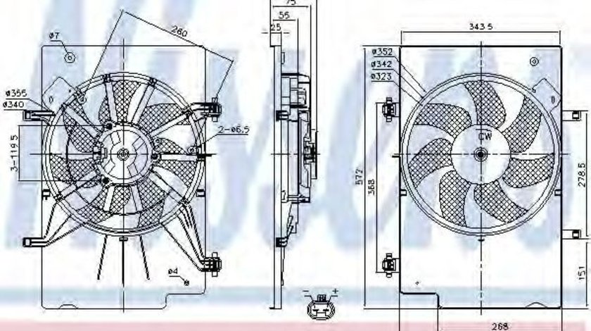 Ventilator, radiator FORD B-MAX (JK) (2012 - 2016) NISSENS 85768 piesa NOUA